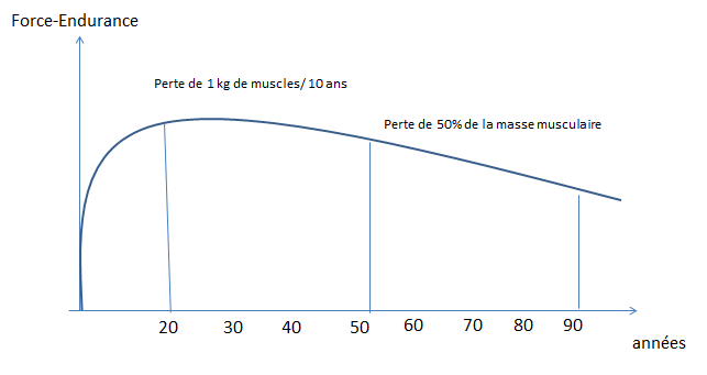 courbe de perte de force musculaire
